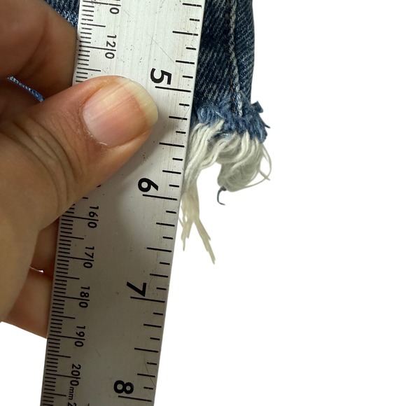 AGOLDE Parker Long High Rise Distressed Denim Shorts Blue A9027-1141 Size 26 - Picture 5 of 8